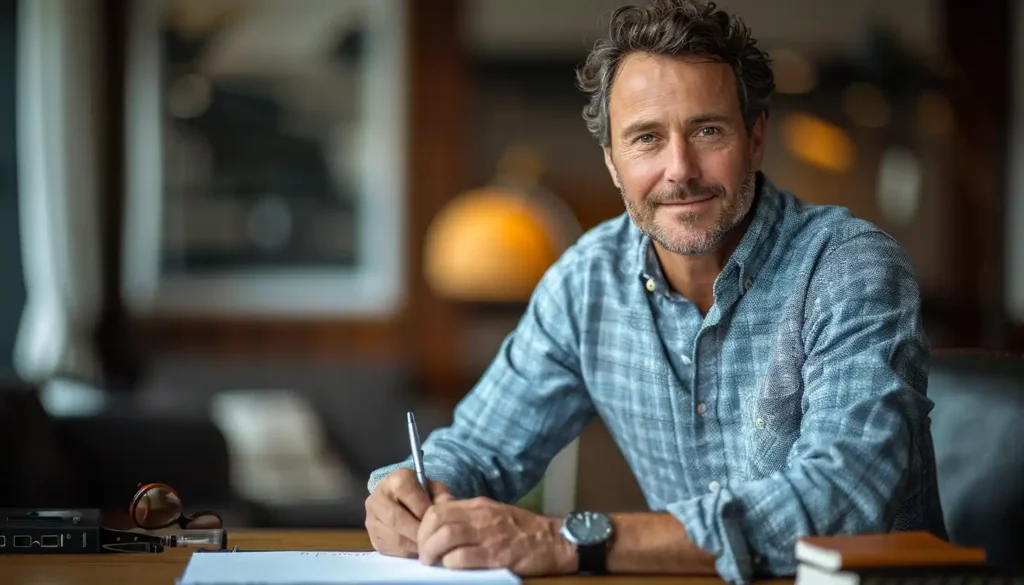 Christian man journaling gratitude as part of mindfulness routine
