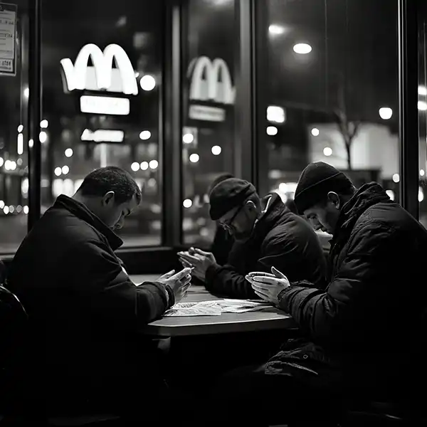 Christian men praying together, embracing their worth in God