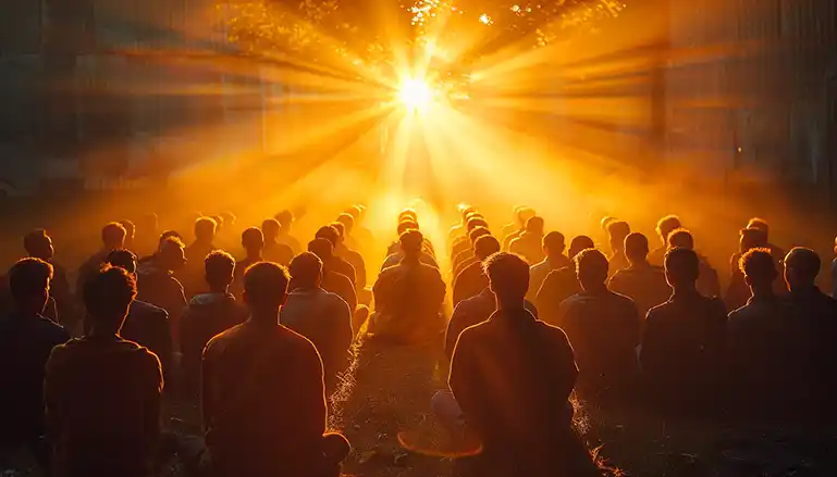 Group of Christian men praying together