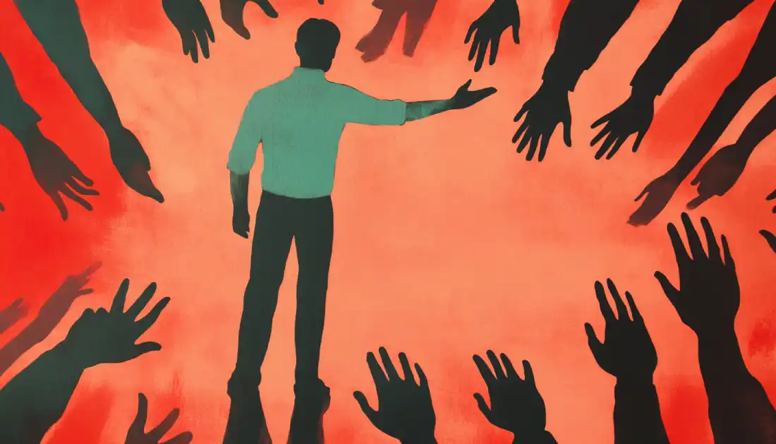 Man leading and serving in a community, reflecting Christ-like humility