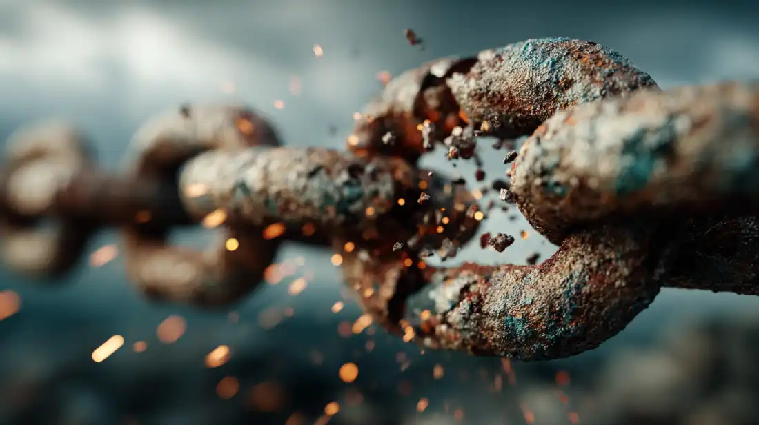 Broken chain representing freedom from bitterness and division