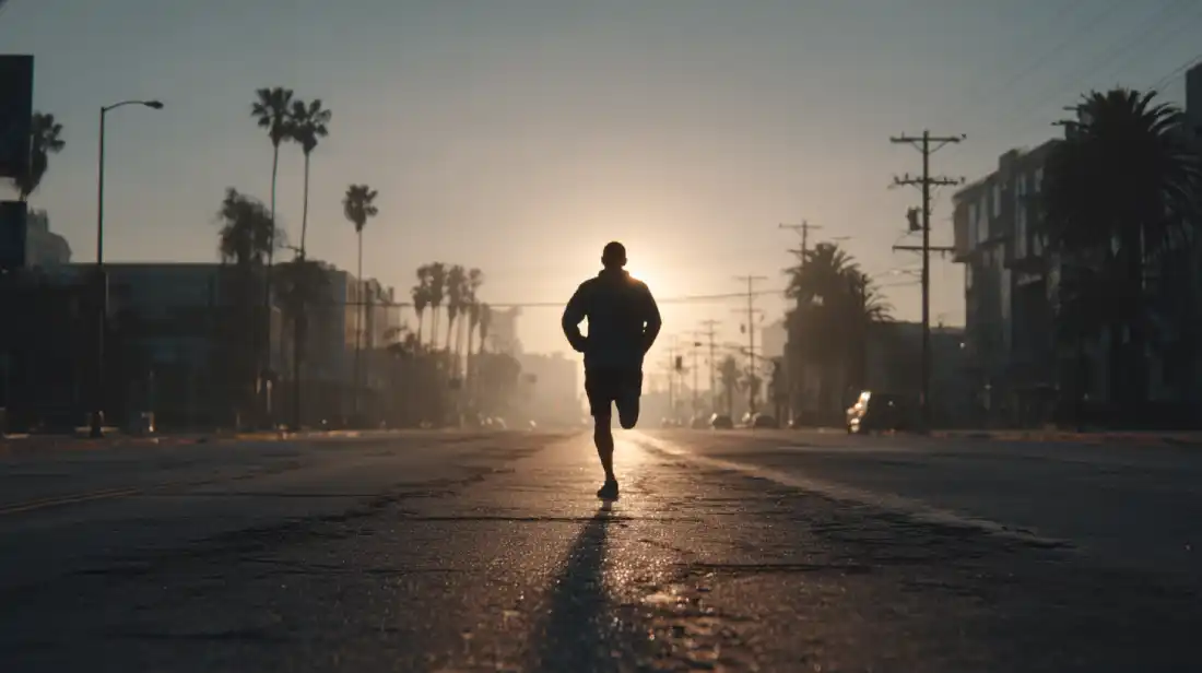 Man running at dawn representing physical discipline and spiritual growth