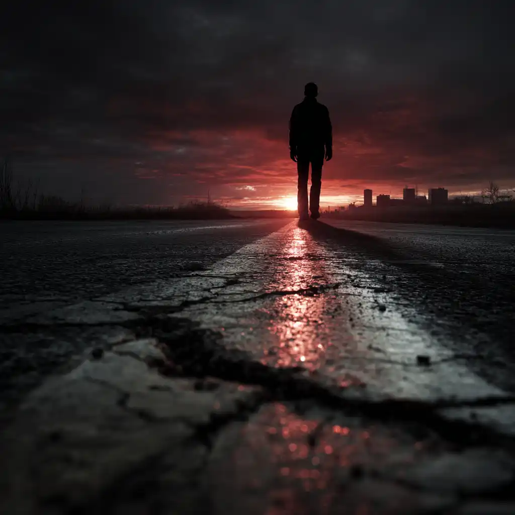 Man standing at a crossroads at sunrise symbolizing New Life in Christ and spiritual direction