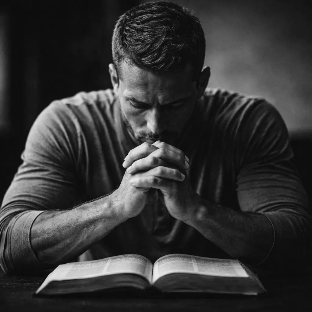 Men gathered in honest prayer and fellowship