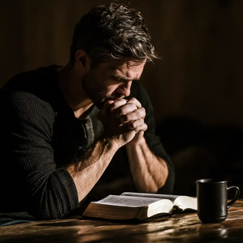 Christian man practicing spiritual warfare through daily discipline